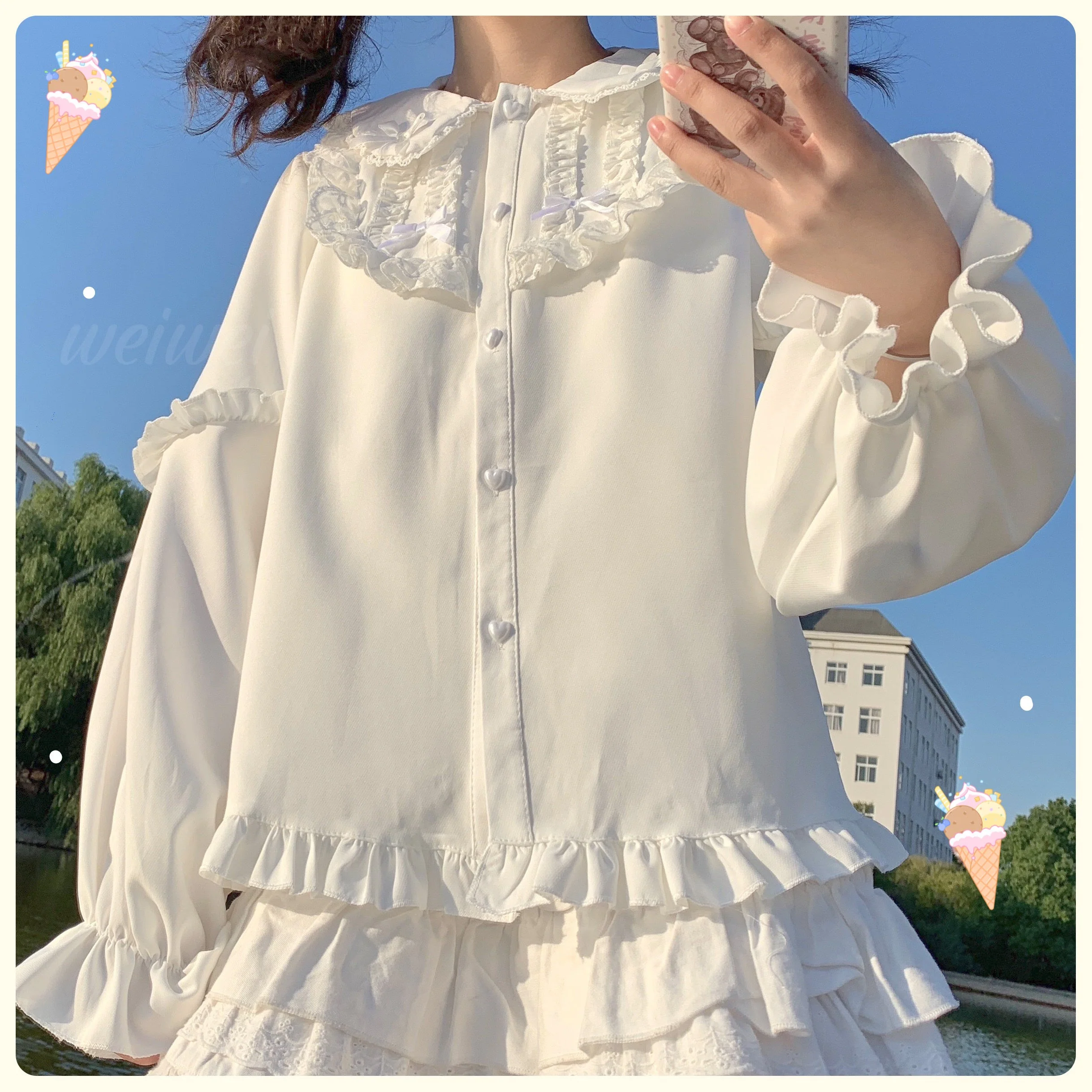 Doll Collar Rabbit Ear Long Sleeve Top  HA1409 - Image 5