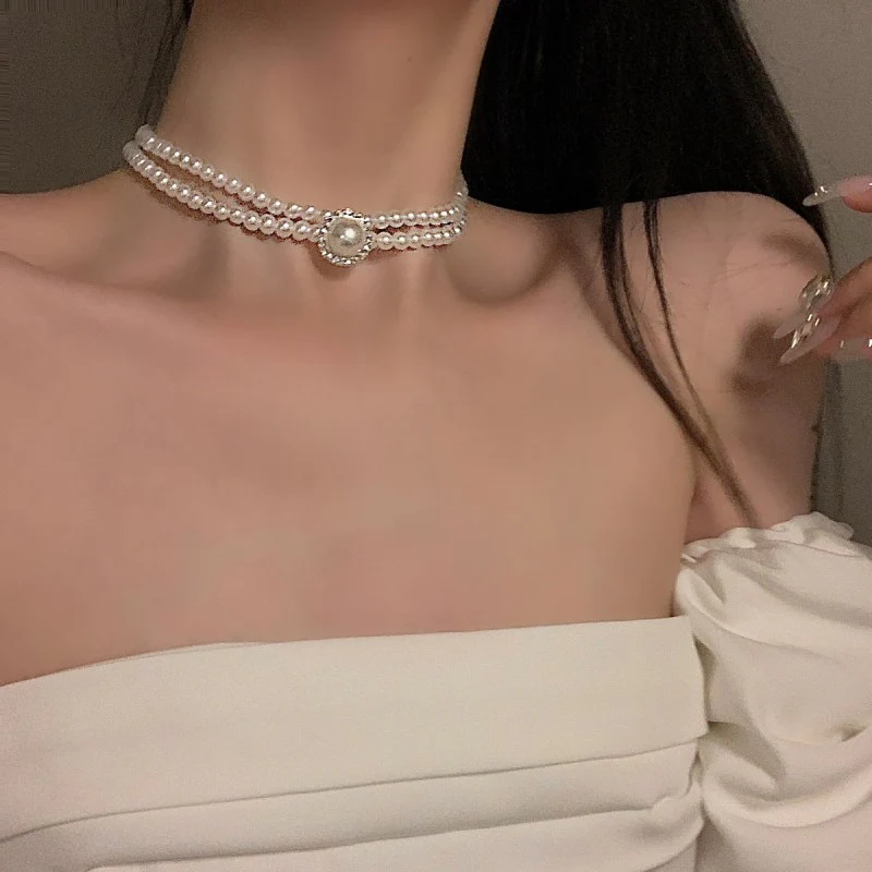 Double Pearl Necklace   HA1820 - Image 2