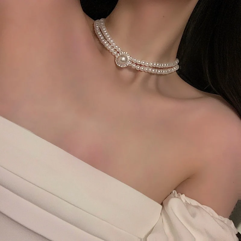 Double Pearl Necklace   HA1820 - Image 5
