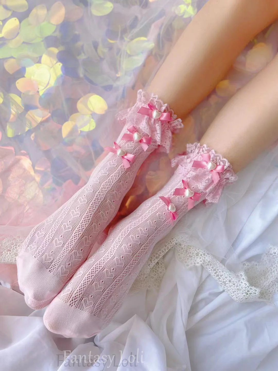 Dream bow love lace socks HA0630 - Image 3