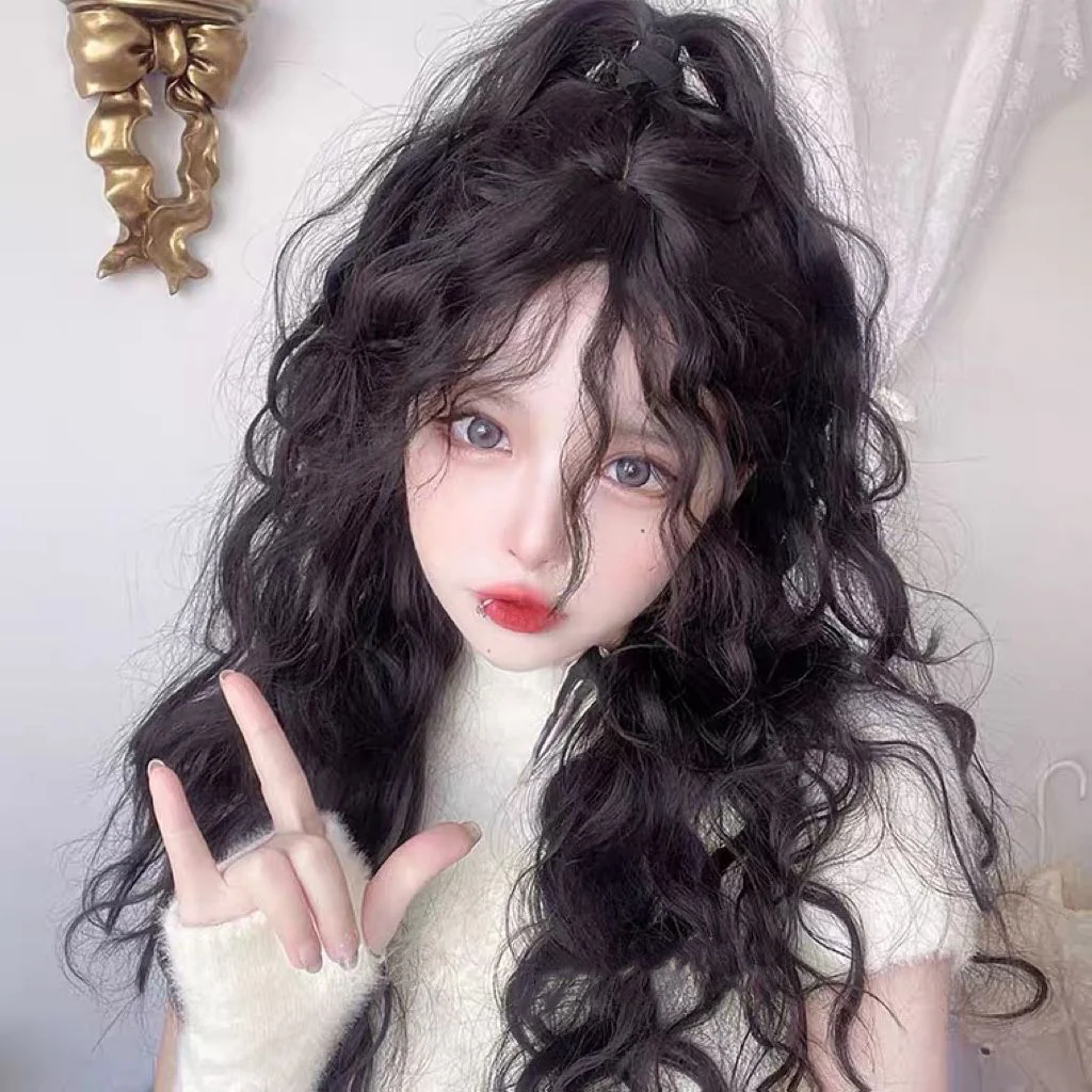 Black Wool Roll Wig HA0227 - Image 2