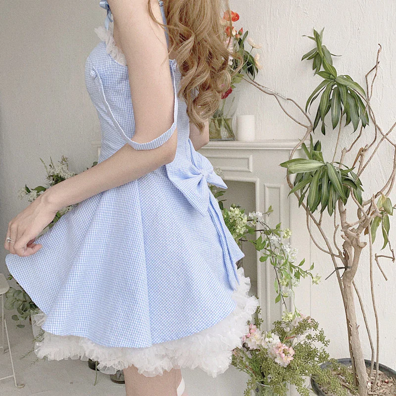 First love sweet v-neck blue dress   HA0375 - Image 3