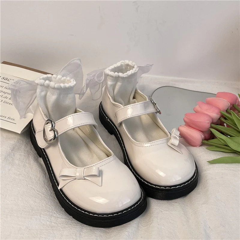 Flat bowknot round toe leather shoes HA1407 - Image 3