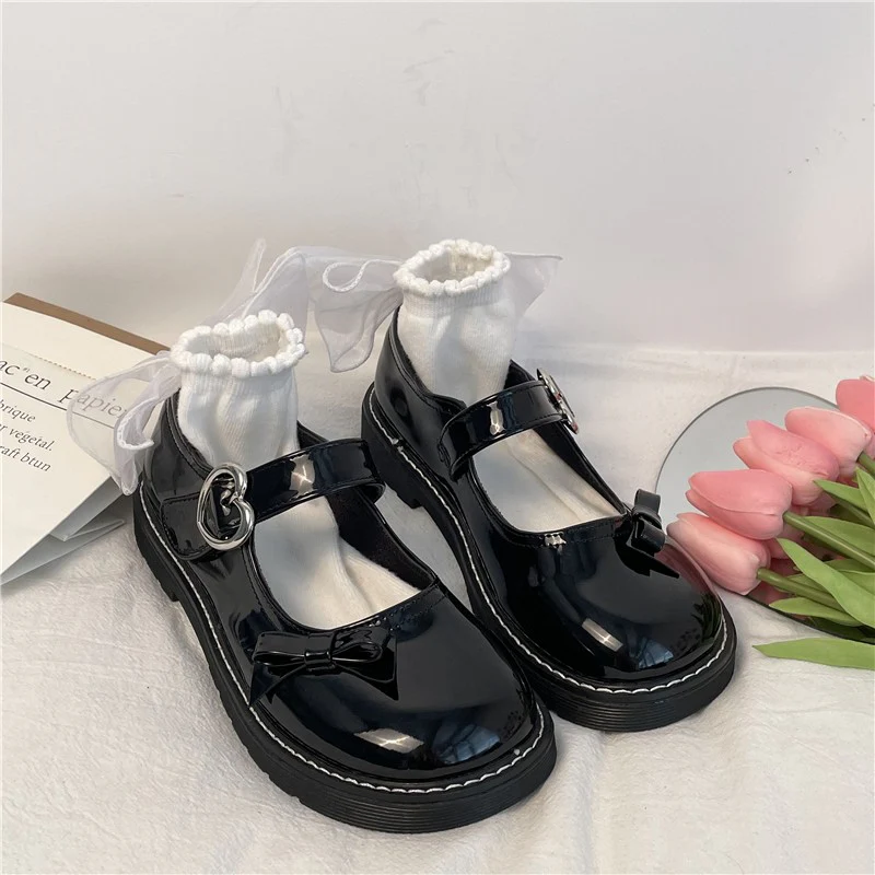 Flat bowknot round toe leather shoes HA1407 - Image 4
