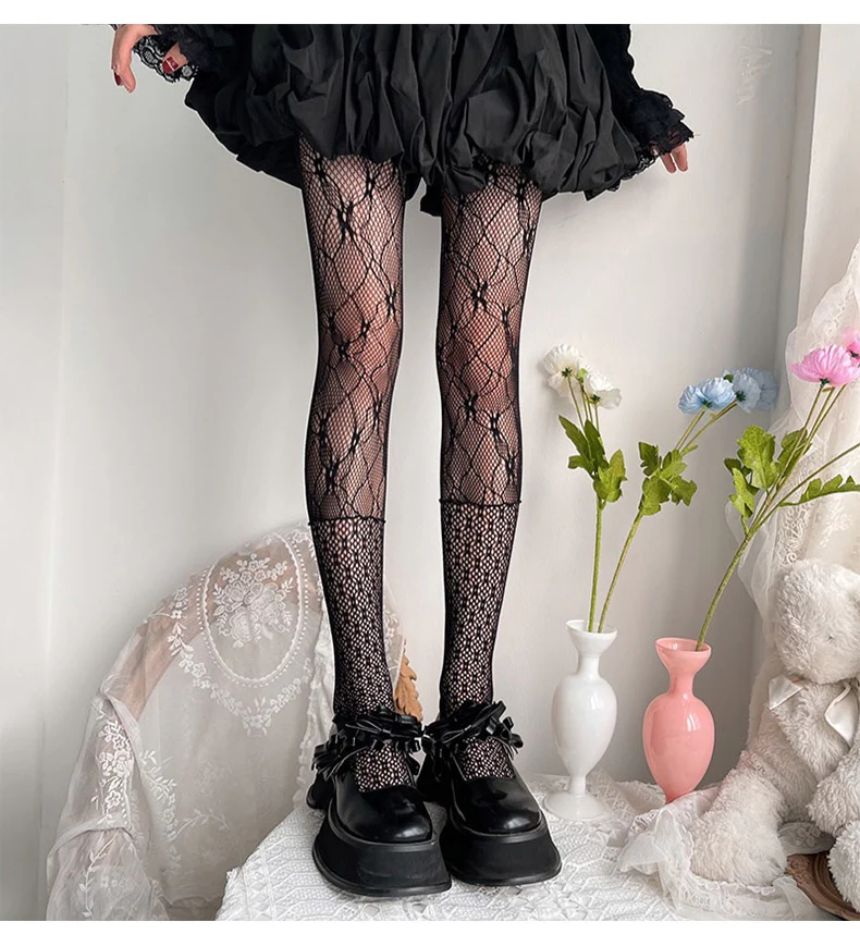 Floral Pantyhose Hollow Lace Pants  HA1405 - Image 6
