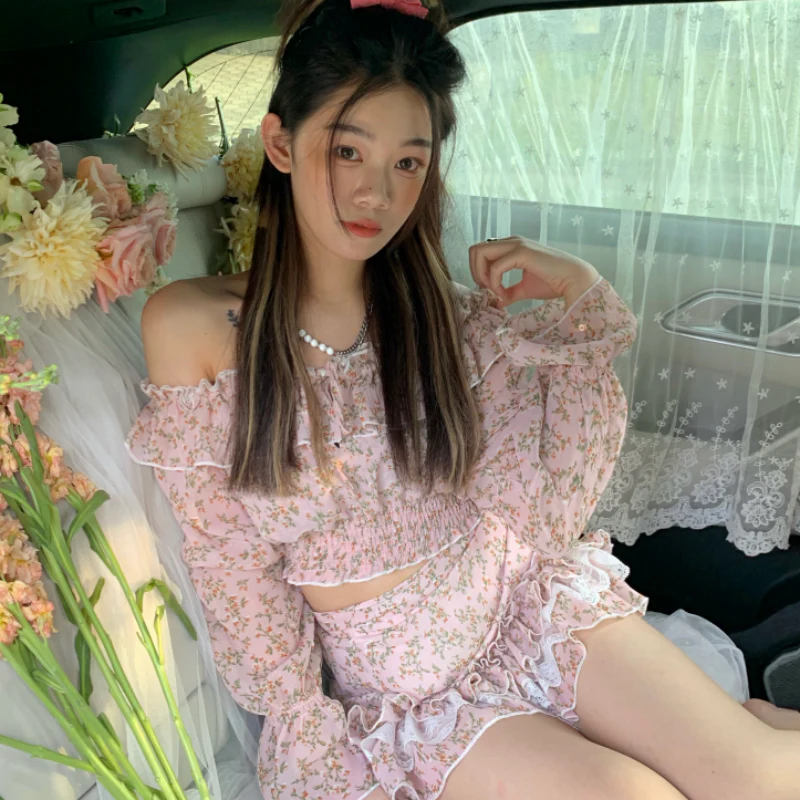 Floral Shirt Cover Hip Skirt Two-piece Set   HA1538 - Image 4