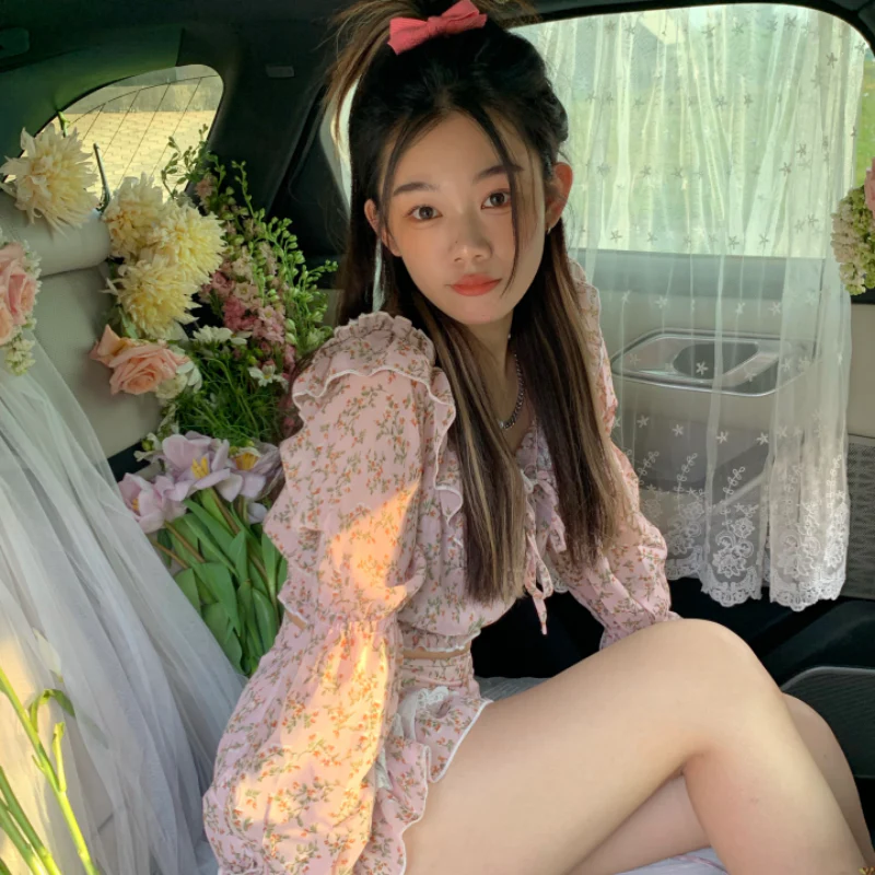 Floral Shirt Cover Hip Skirt Two-piece Set   HA1538 - Image 5