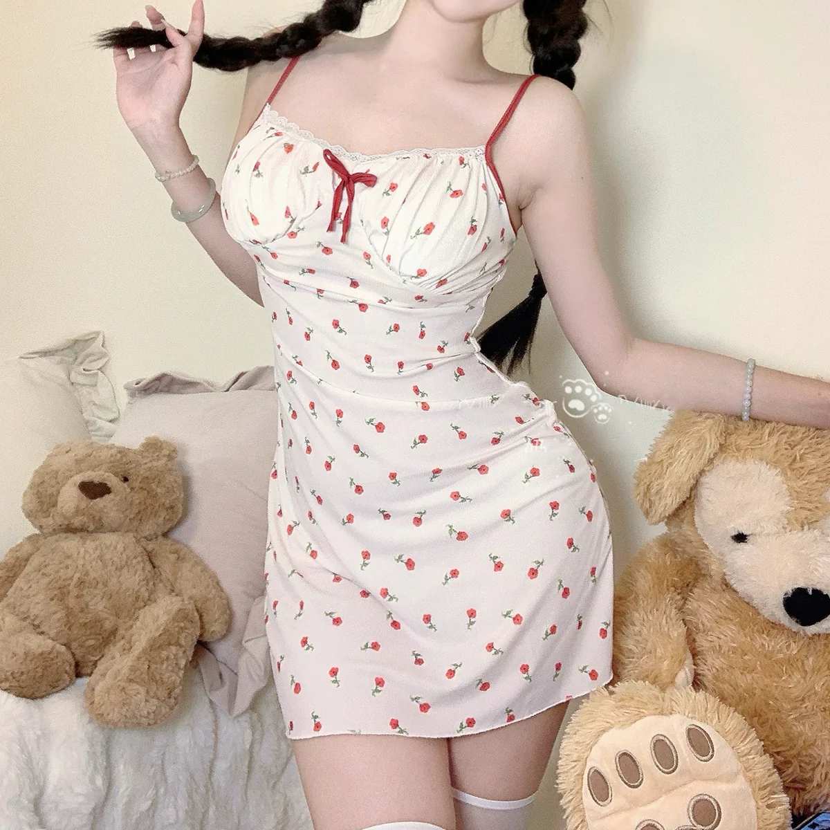 Floral suspender dress HA2663 - Image 3