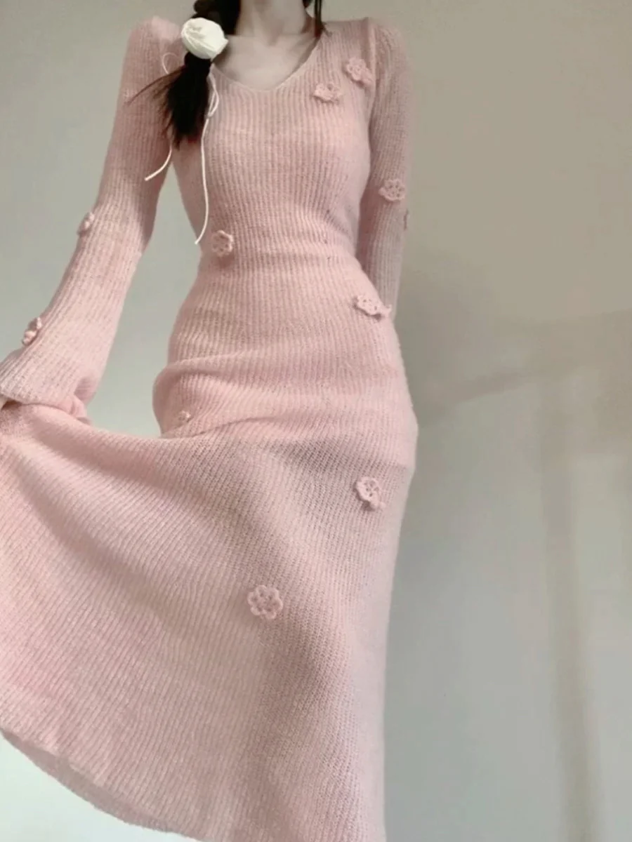 Flower knitted dress HA2647 - Image 3