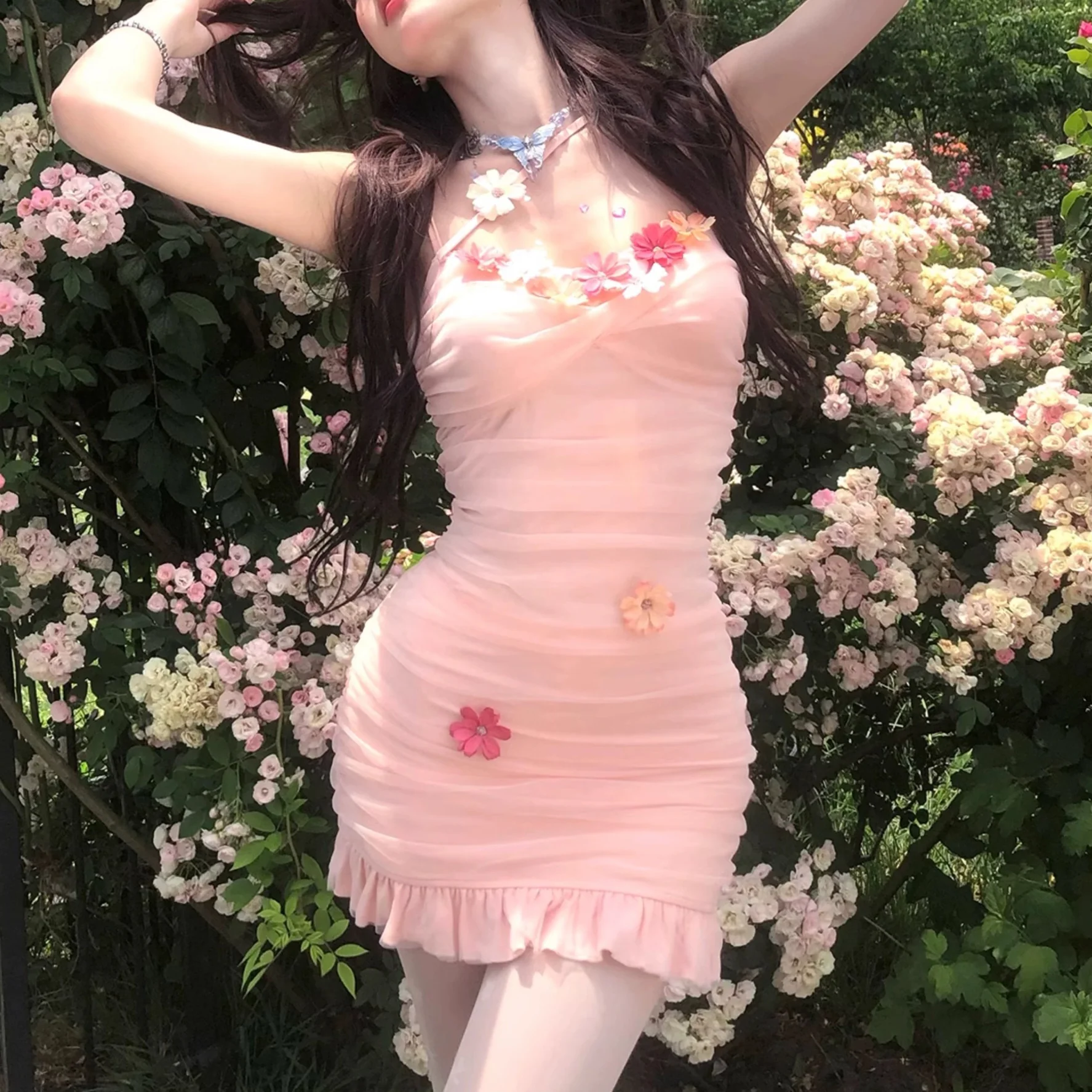 Flower suspender dress HA2526 - Image 3