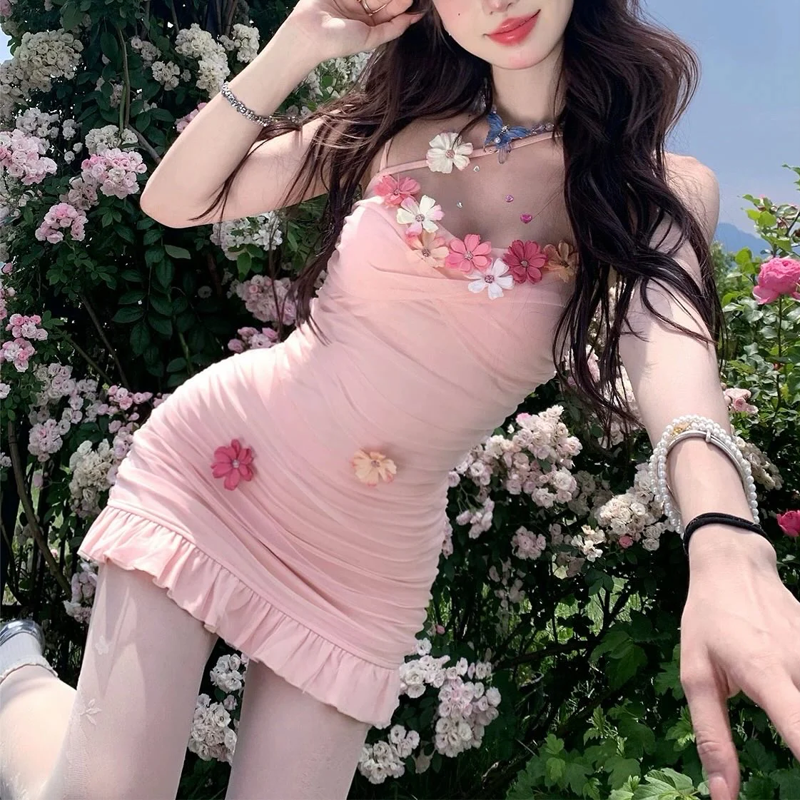 Flower suspender dress HA2526 - Image 4
