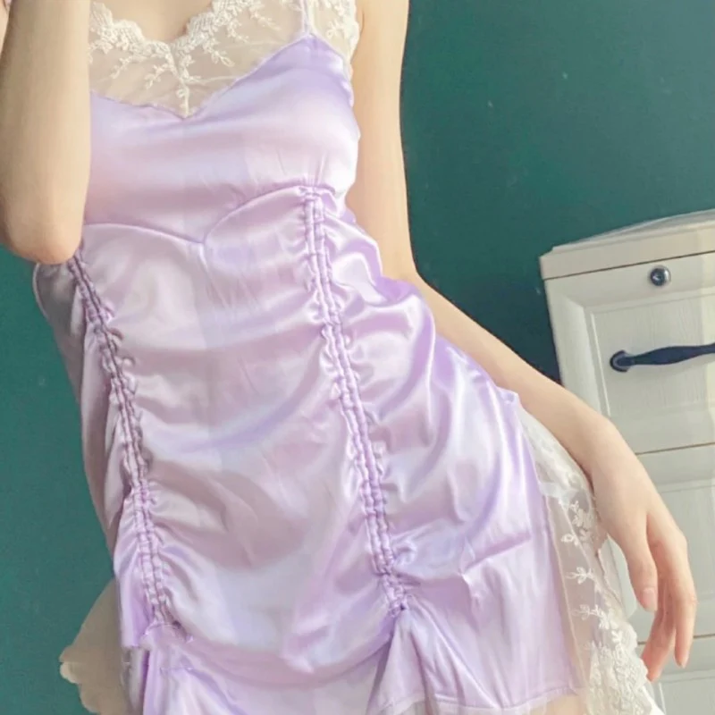French satin lace nightdress   HA1581 - Image 3