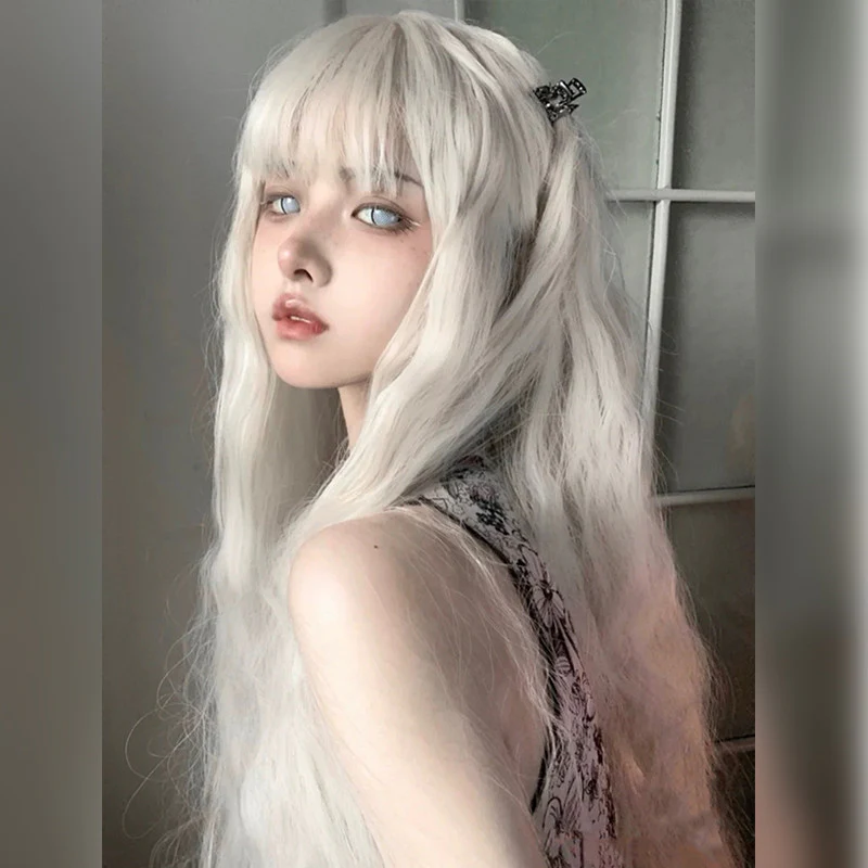 Full head milk white long curly hair HA0244 - Image 2