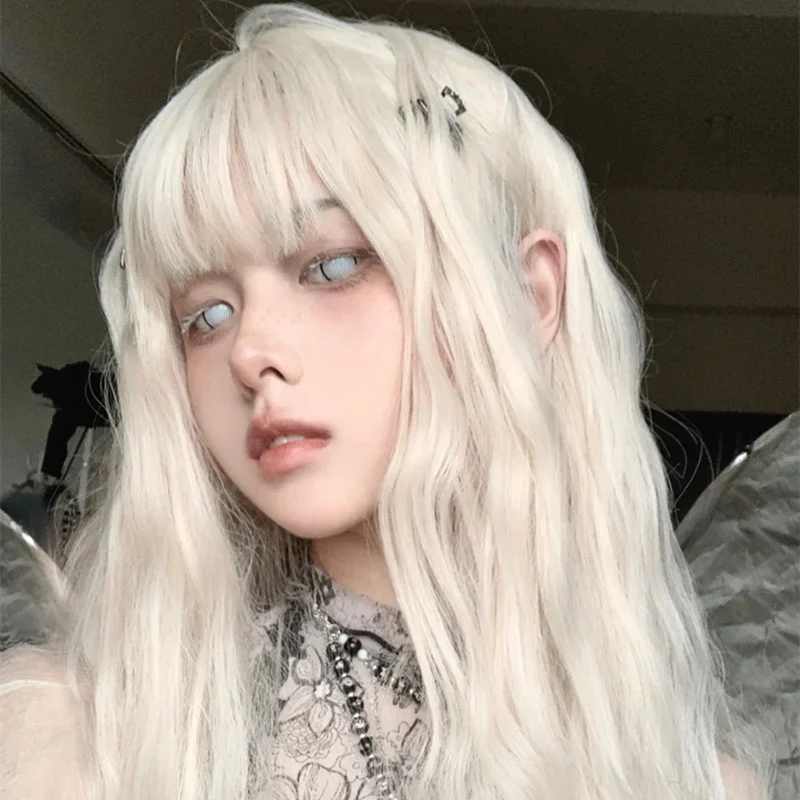 Full head milk white long curly hair HA0244 - Image 3