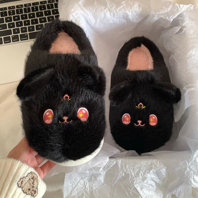Girl Heart Cat Cotton Slippers   HA1344 - Image 5