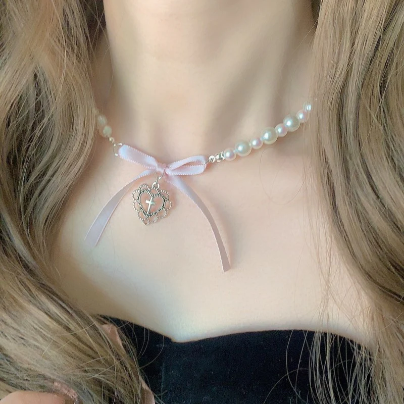 Girl heart pearl love cross HA1663 - Image 2