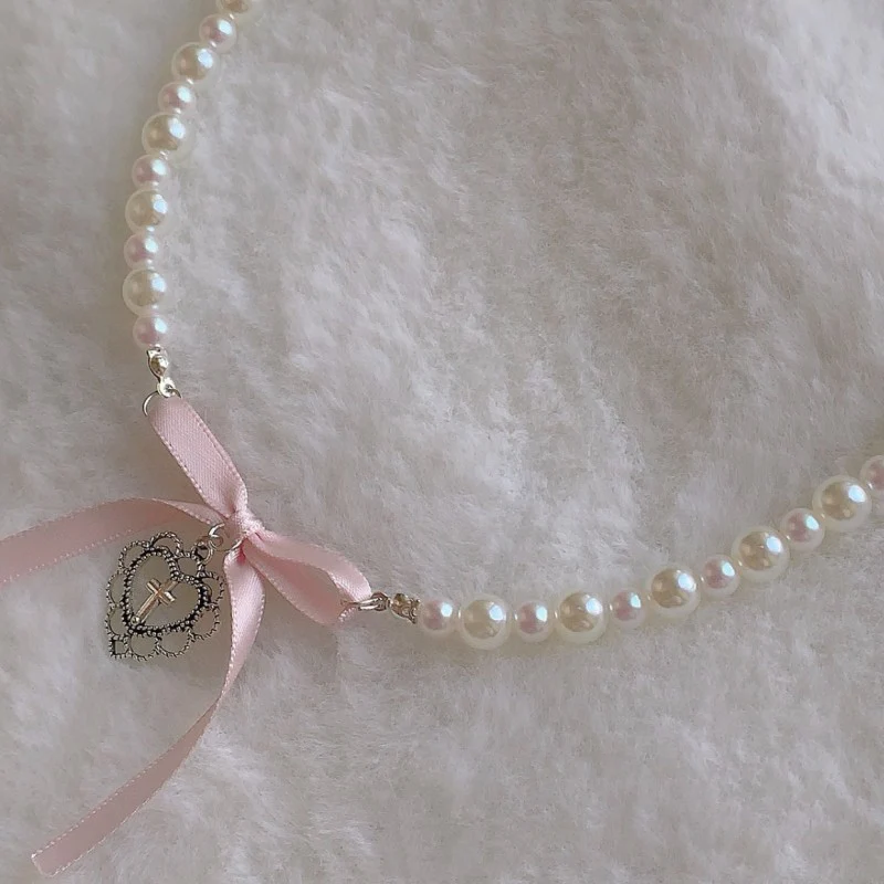 Girl heart pearl love cross HA1663 - Image 5