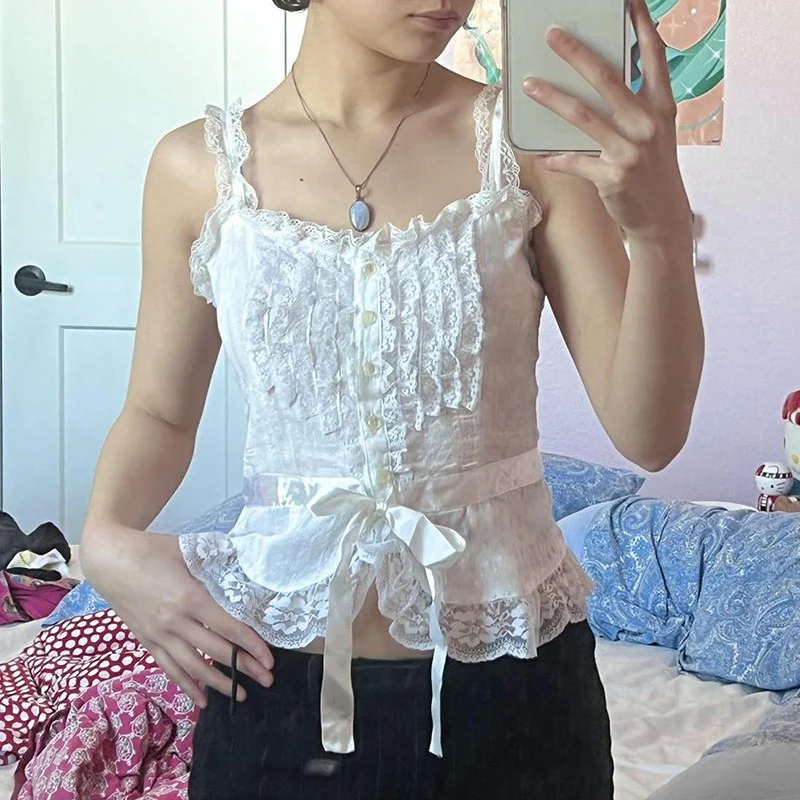 Girl stitching camisole top HA1571 - Image 2