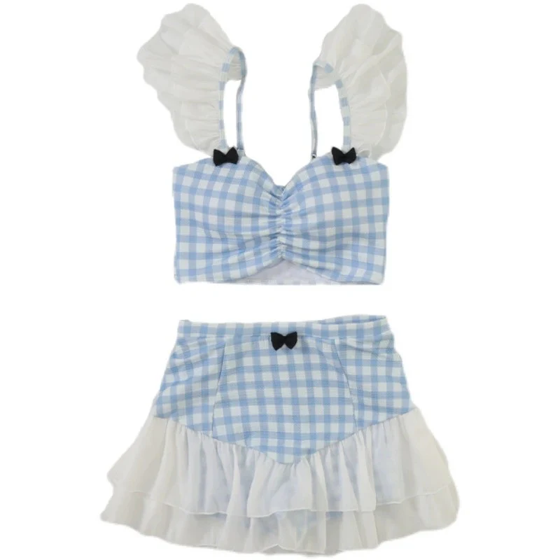 Girl students' plaid split skirt   HA1798 - Image 3