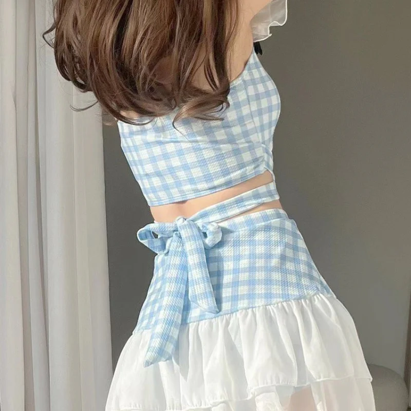 Girl students' plaid split skirt   HA1798 - Image 4