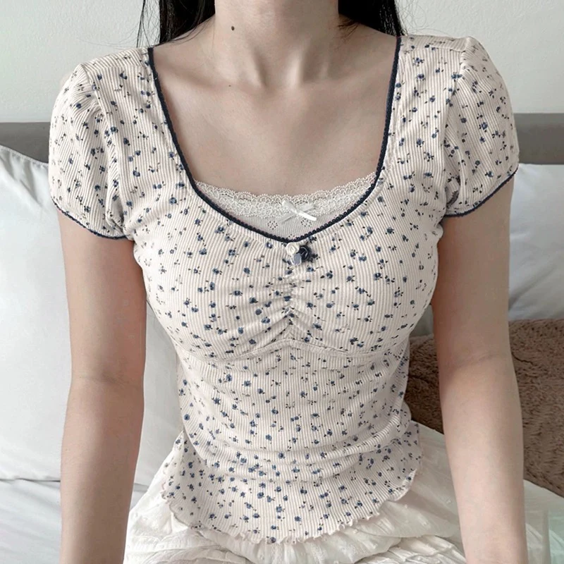 Girls' lace floral T-shirt HA2475 - Image 4