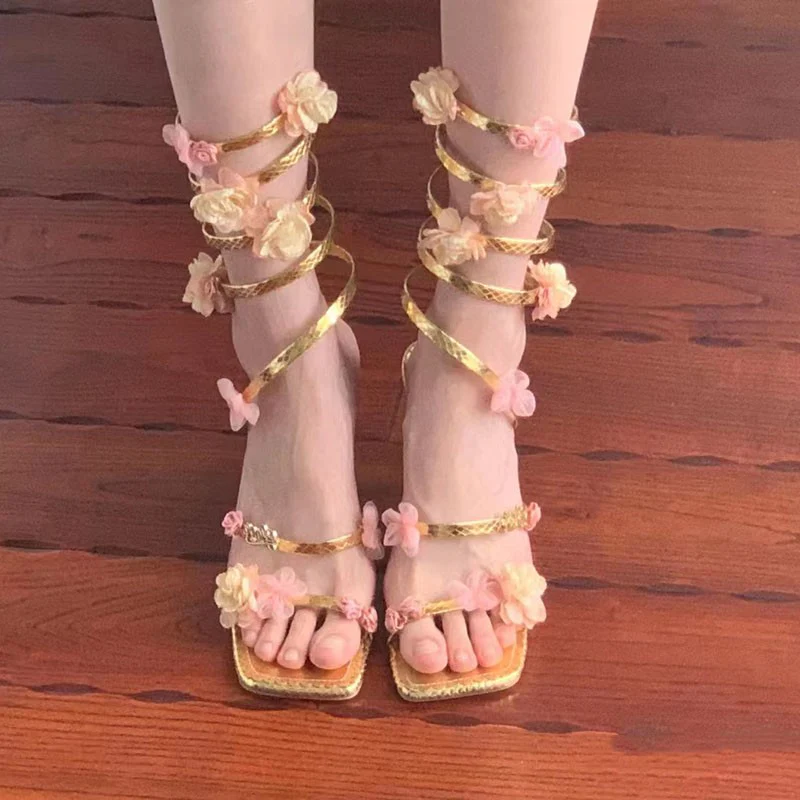 Gold Fairy Snake Sandals   HA1920 - Image 2