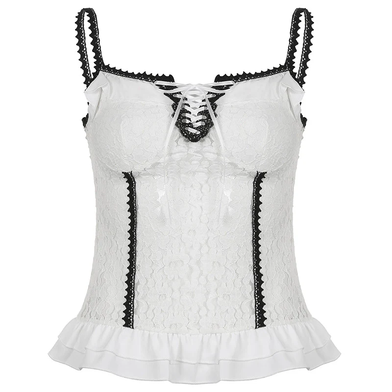 Gothic Sling Black and White Colorblock Top HA0775 - Image 5