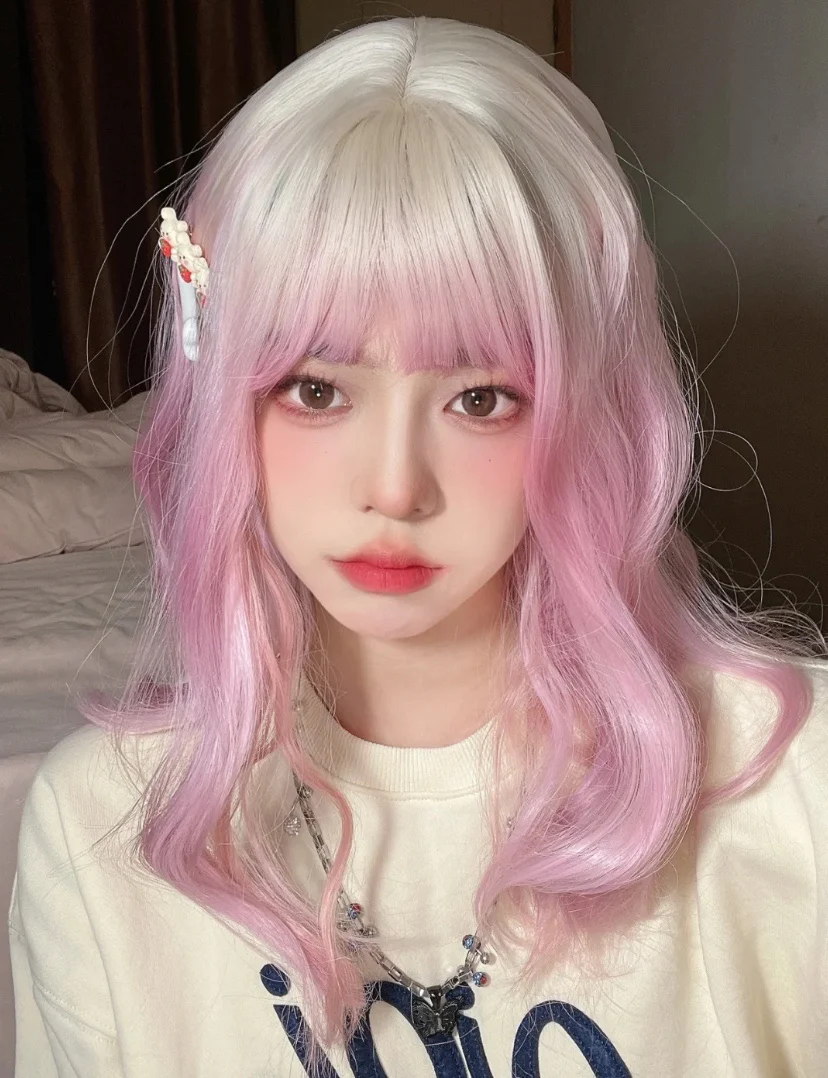 Gradient thin persimmon powder long curly hair HA0307 - Image 3
