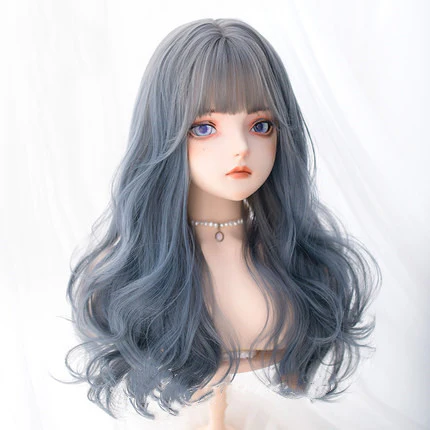Gray-blue gradient long curly hair HA0254 - Image 2