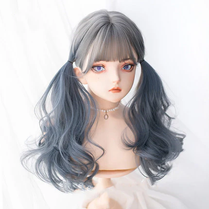 Gray-blue gradient long curly hair HA0254 - Image 3