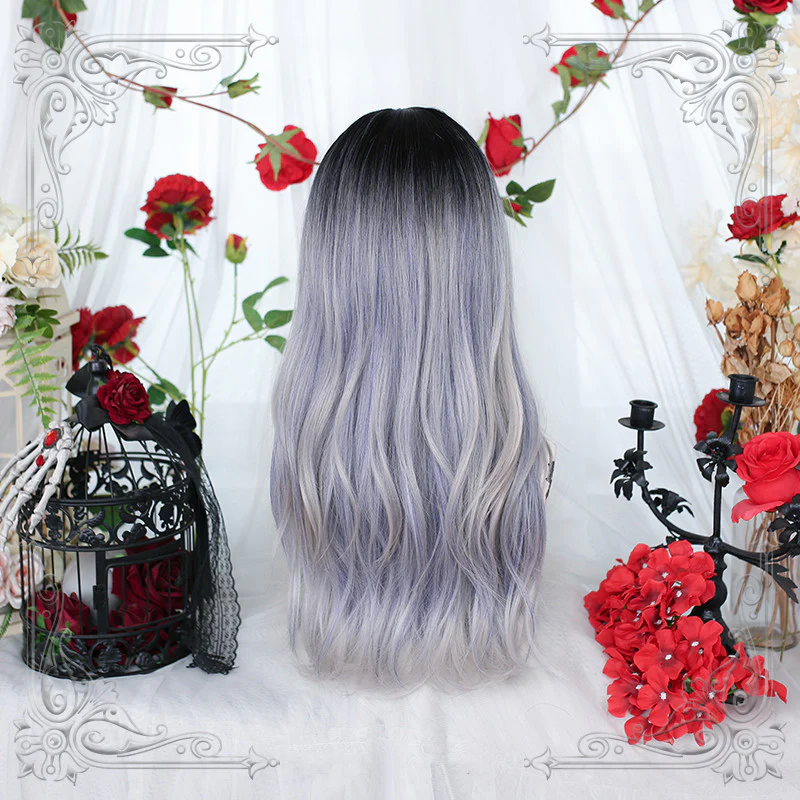 Gray dyed blue long curly hair HA0478 - Image 4