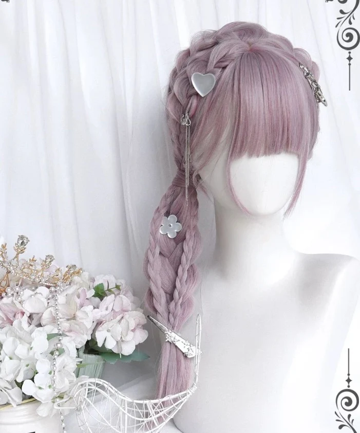 Gray purple long straight wig HA2589 - Image 4