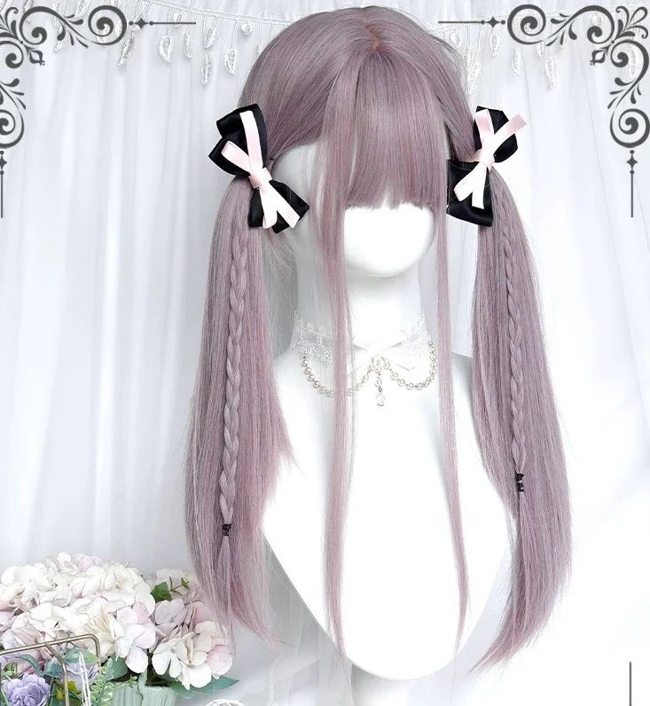 Gray purple long straight wig HA2589 - Image 5