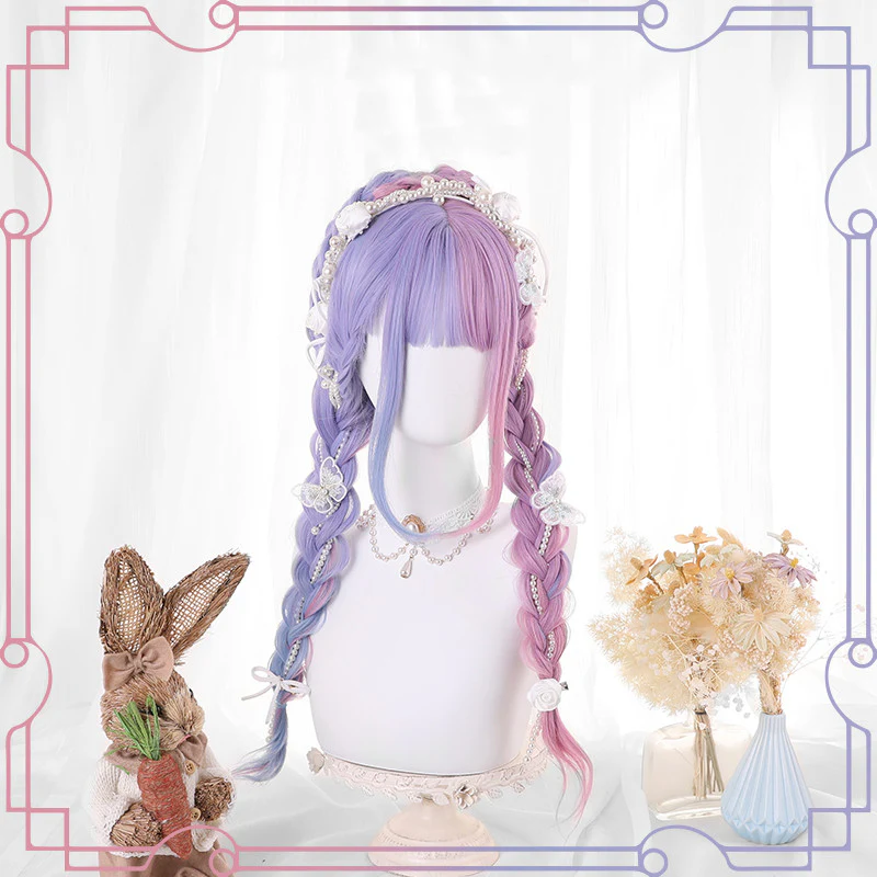 Half blue half purple long curly wig HA0797 - Image 4