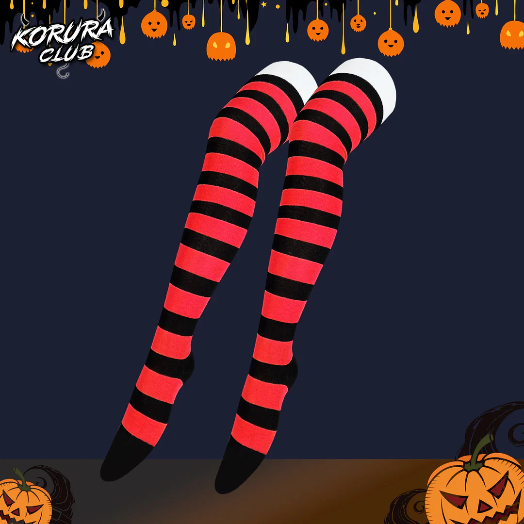 Halloween Striped Thigh-High Socks KS11 - Image 3