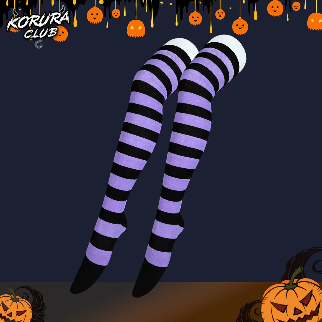 Halloween Striped Thigh-High Socks KS11 - Image 4