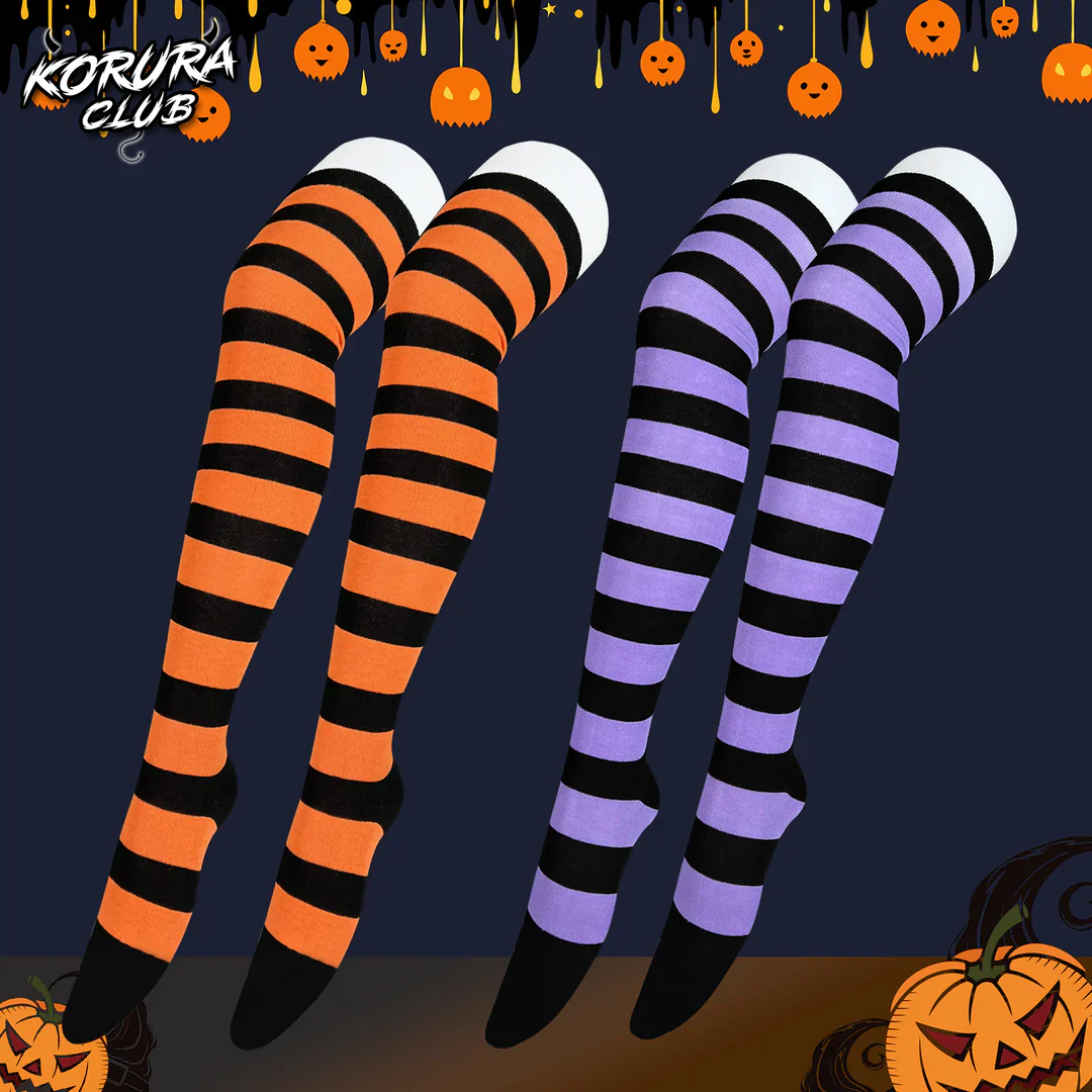 Halloween Striped Thigh-High Socks KS11 - Image 5