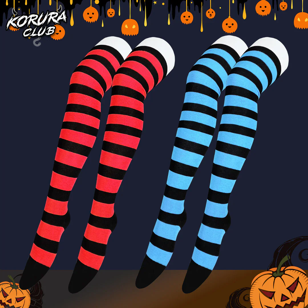Halloween Striped Thigh-High Socks KS11 - Image 6