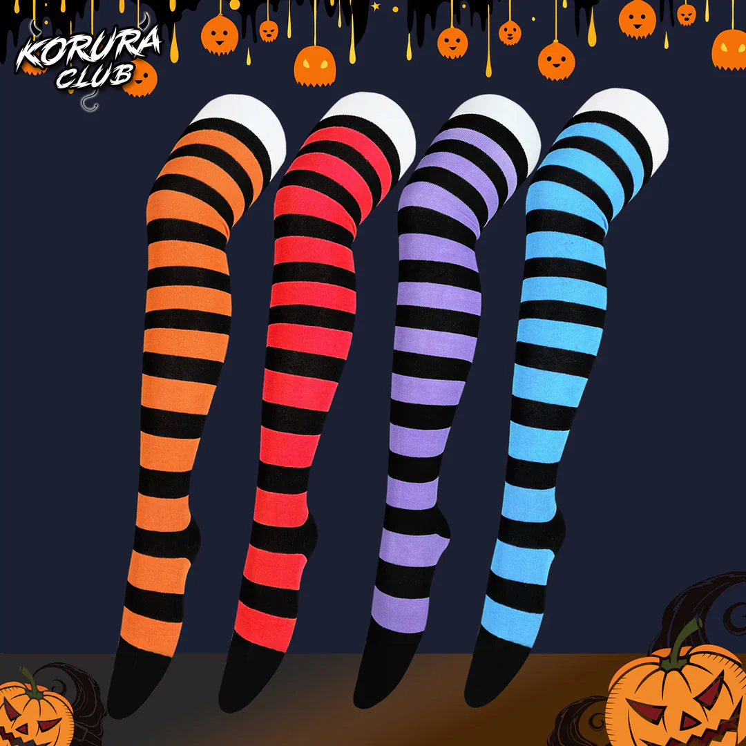 Halloween Striped Thigh-High Socks KS11 - Image 7