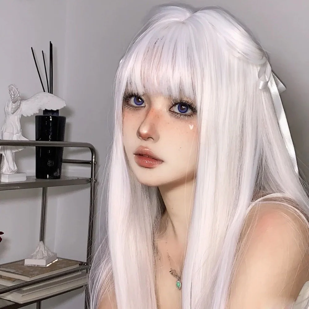 Halloween White Long Straight Hair Wig  HA1320 - Image 2