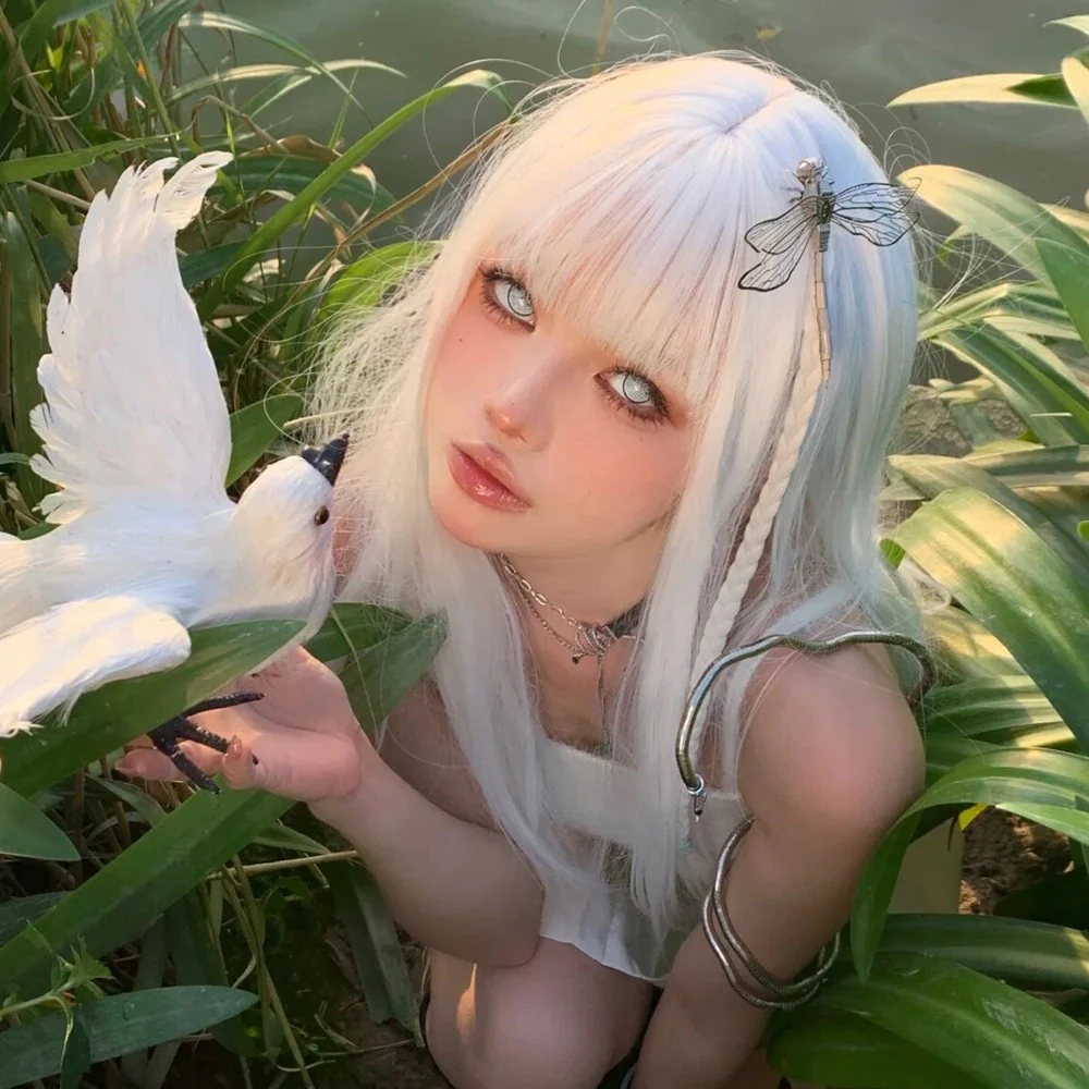 Halloween White Long Straight Hair Wig  HA1320 - Image 3