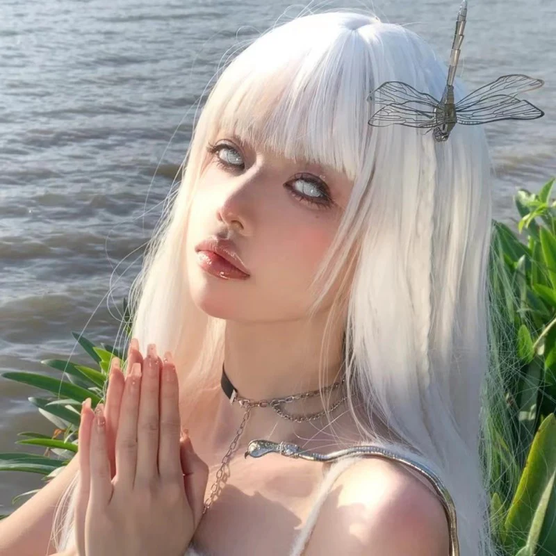 Halloween White Long Straight Hair Wig  HA1320 - Image 5