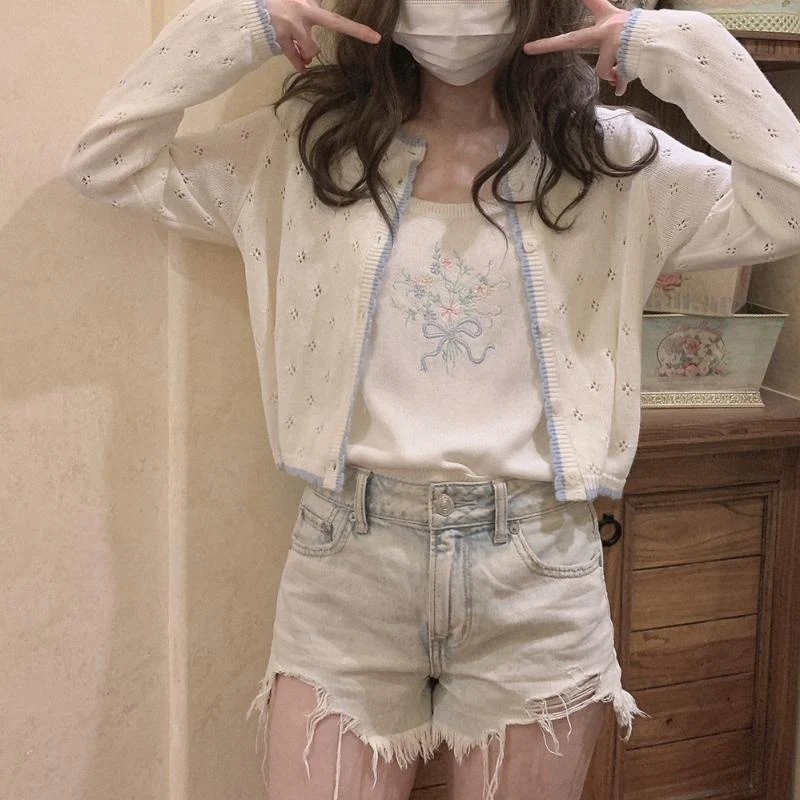 Hand-embroidered openwork sweater   HA2171 - Image 3