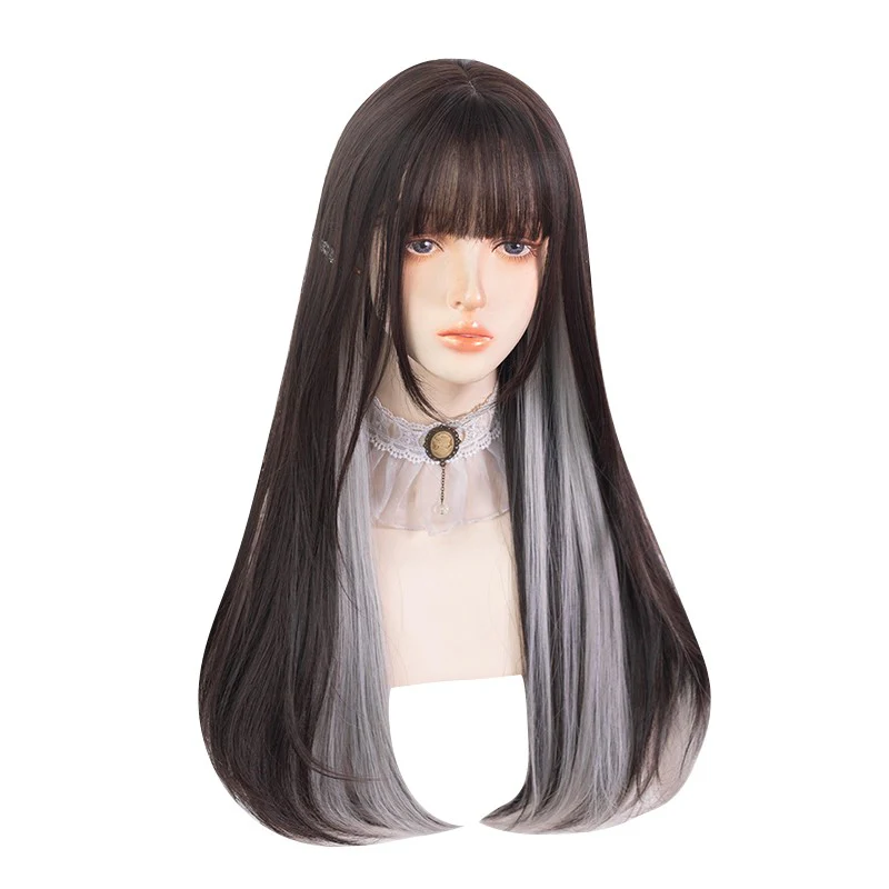 Hanging ear dyed two-color cos long straight hair   HA1245 - Image 2