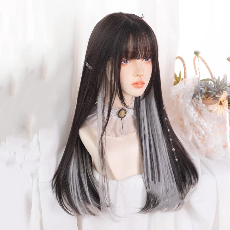 Hanging ear dyed two-color cos long straight hair   HA1245 - Image 4