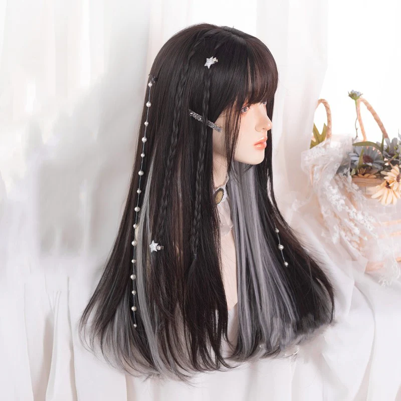 Hanging ear dyed two-color cos long straight hair   HA1245 - Image 5