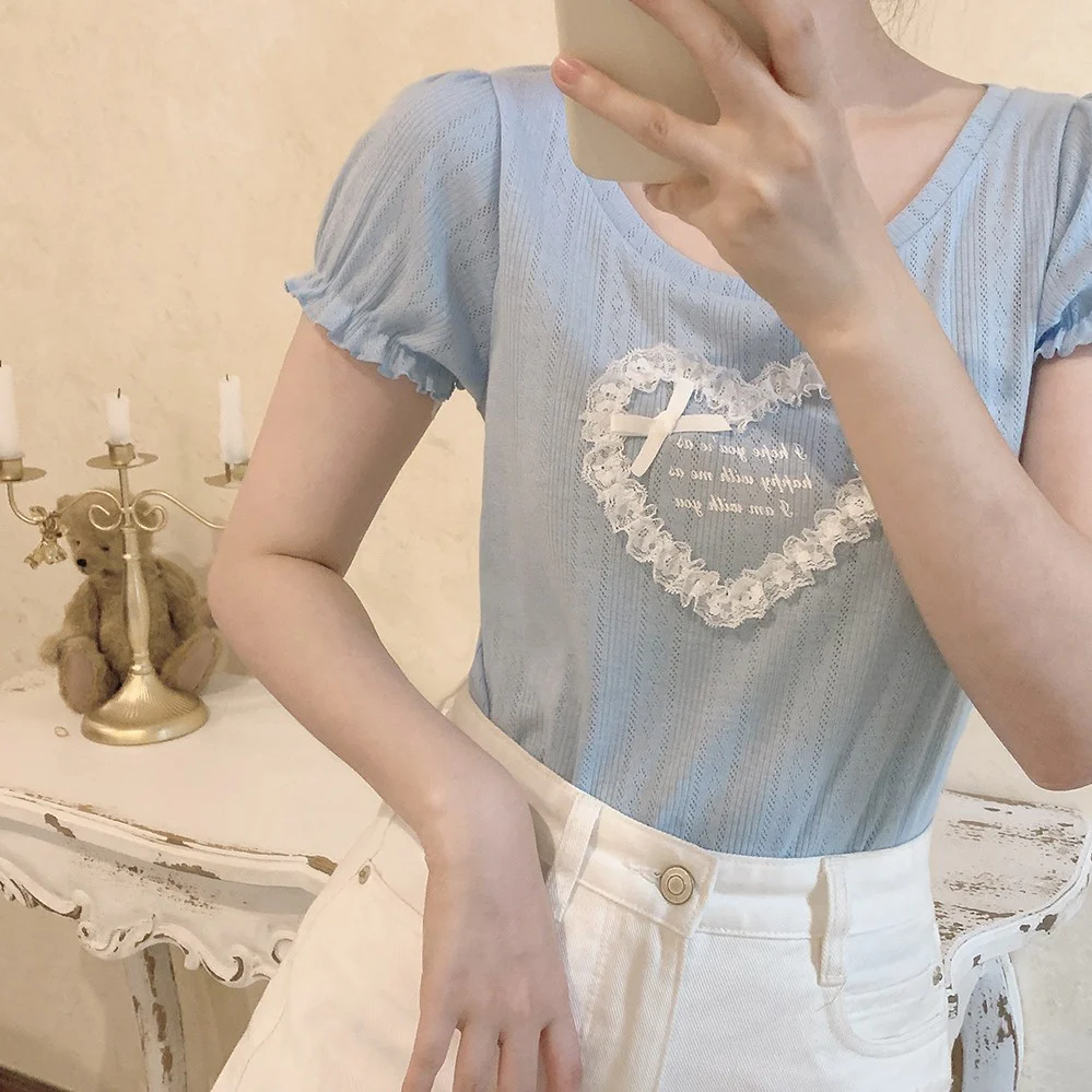 Heart bow cutout T-shirt   HA1390 - Image 2