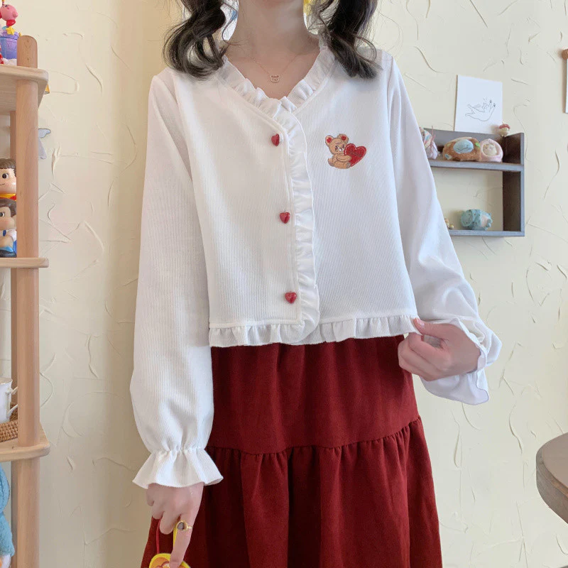 Heart Button Loose Cardigan Jacket    HA0568 - Image 4