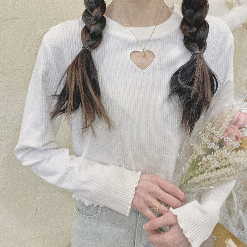Heart cutout T-shirt HA1006 - Image 3