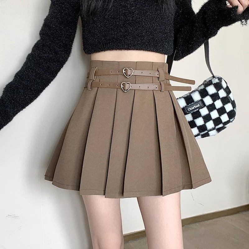 Heart Double Belt Pleated Skirt HA1466 - Image 2